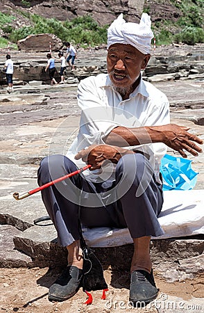 Old Chinese Farmer Editorial Stock Photo