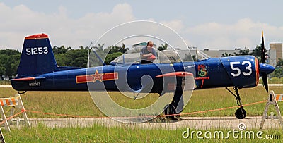 Old Chinese fighter plane with pilot Editorial Stock Photo