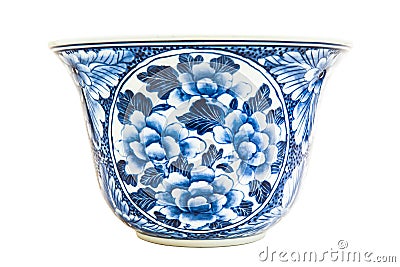 Old chinese flowers pattern style painting on the ceramic bowl Stock Photo