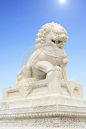 Chinese stone lion China Stock Photo