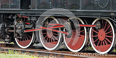 Old choo-choo train wheels Stock Photo