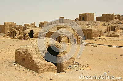 Christian Coptic necropolis at Al-Bagawat Stock Photo