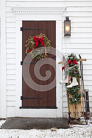 Old Christmas Door Stock Photo