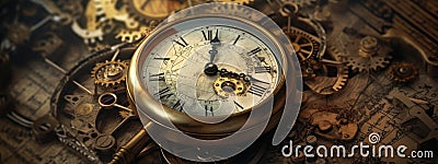 Old Chronometer background. Time start with old chronometer man presses start button in the sport concept. Time management concept Stock Photo