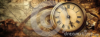 Old Chronometer background. Time start with old chronometer man presses start button in the sport concept. Time management concept Stock Photo
