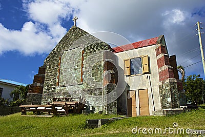Old church in Antigua, Caribbean Editorial Stock Photo