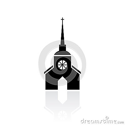 Old church building vector icon Vector Illustration