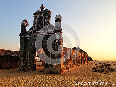 Old Church in Dhanushkodi Stock Photo