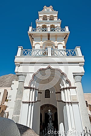 The old church of Emporio, Santorini, Greece Stock Photo