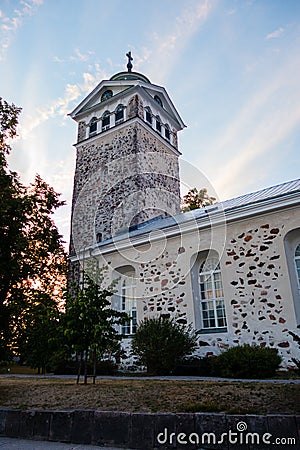 Church of Tammisaari in the evening with sunset, Finland Stock Photo