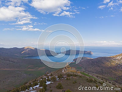 Altinsac church, van city, aerial view. Stock Photo