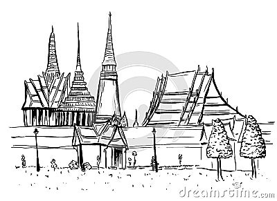 Old City of Bangkok Vector Illustration