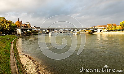 Basel with Munster cathedral and the Rhine river in Switzerland Stock Photo