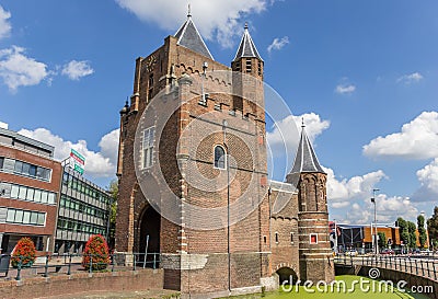 Old city gate Amsterdamse Poort in Haarlem Editorial Stock Photo