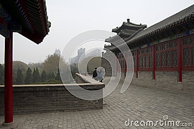 Old city of Handan, congtai park, Hubei Editorial Stock Photo