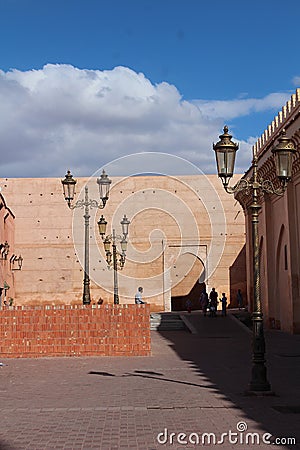 Old city of Marrakesh - vintage lamps and traditional houses Editorial Stock Photo