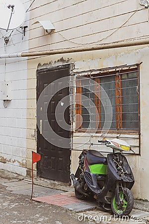 Old city with soviet streets and old houses and windows Editorial Stock Photo