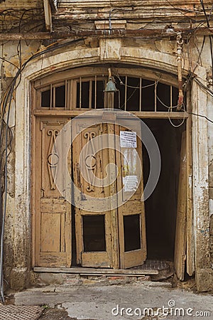 Old city with soviet streets and old houses and windows Editorial Stock Photo
