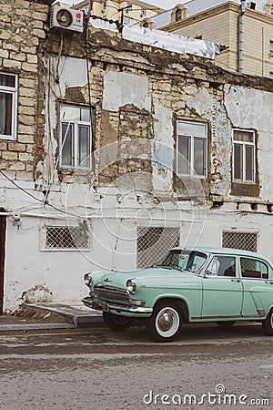 Old city with soviet streets and old houses and windows Editorial Stock Photo