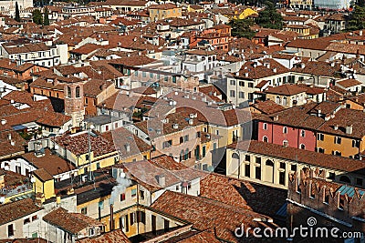 Old town houses city center aerial view Stock Photo