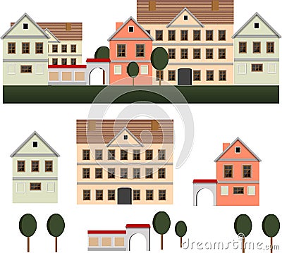 Old city vector illustration in flatten style Vector Illustration