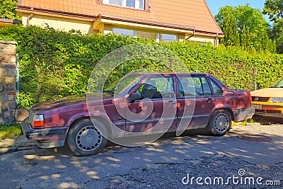 Old vintage classic luxury car Volvo 740 sedan parked Editorial Stock Photo