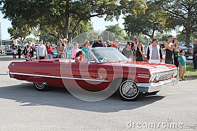 Old classic red american convertible Editorial Stock Photo