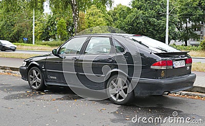 Old classic Swedish car Saab 9.3 private car parked Editorial Stock Photo