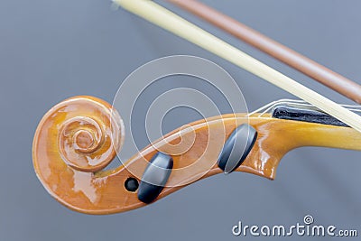 Old classic wood violin and detailed part Stock Photo