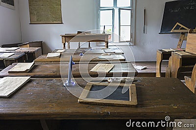 Old classroom interior Stock Photo