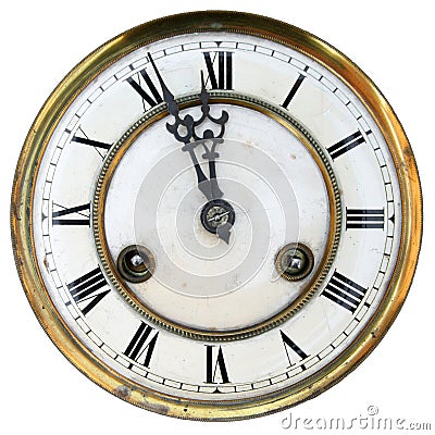 Old clock face isolated Stock Photo