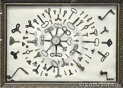 Old clock keys Stock Photo