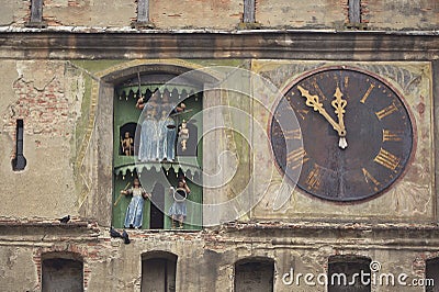 Old clock tower, Sighisoara, Romania Stock Photo