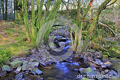 Old coach bridge over Nant Car river Nant Ddu Brecon Beacons National Park Stock Photo