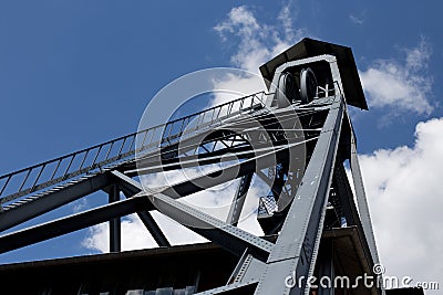 Old coal mine tower in Belgium Stock Photo