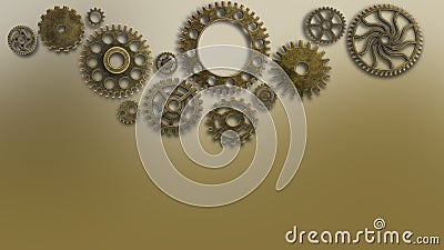 Training old cogs on a worn technology circuits machine New future concept background for business solution metal gold Stock Photo