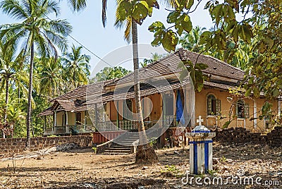 Old colonial houses in goa india Editorial Stock Photo