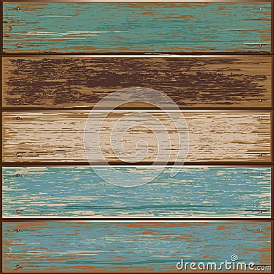 Old color wooden texture background. Vector Illustration