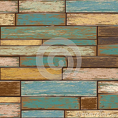 Old color wooden texture background. Vector Illustration