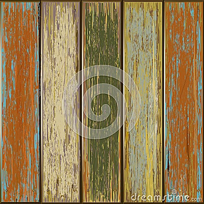 Old color wooden texture background. Vector Illustration