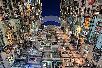 Old Colorful Apartments in Hong Kong Stock Photo