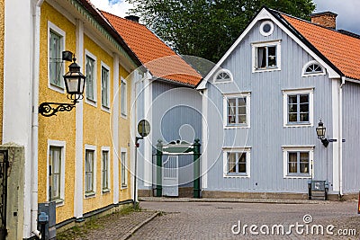 Old Colorful buildings. Vadstena. Sweden Stock Photo