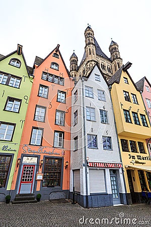 Old colorful houses in the city Cologne in Germany Editorial Stock Photo