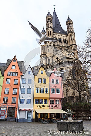 Old colorful houses in the city Cologne in Germany Editorial Stock Photo