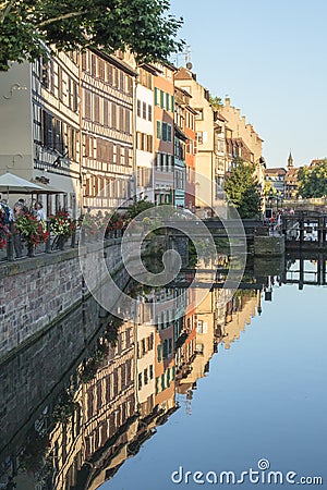Old colorful timbered houses in Strasbourg. Editorial Stock Photo