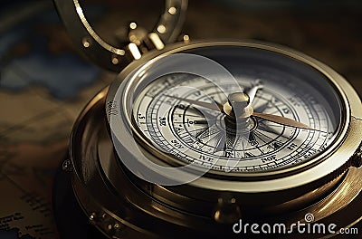 Old compass on map background Stock Photo