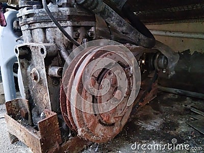 old compressor engine in warehouse Stock Photo