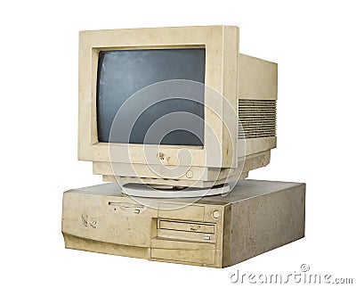 Old computer isolated Stock Photo