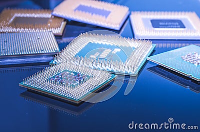 Old computer processors, CPU Stock Photo