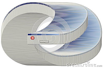 Old computer window with many blank error messages. Retro pc interface with problem or glitch, vintage web browser alert Vector Illustration